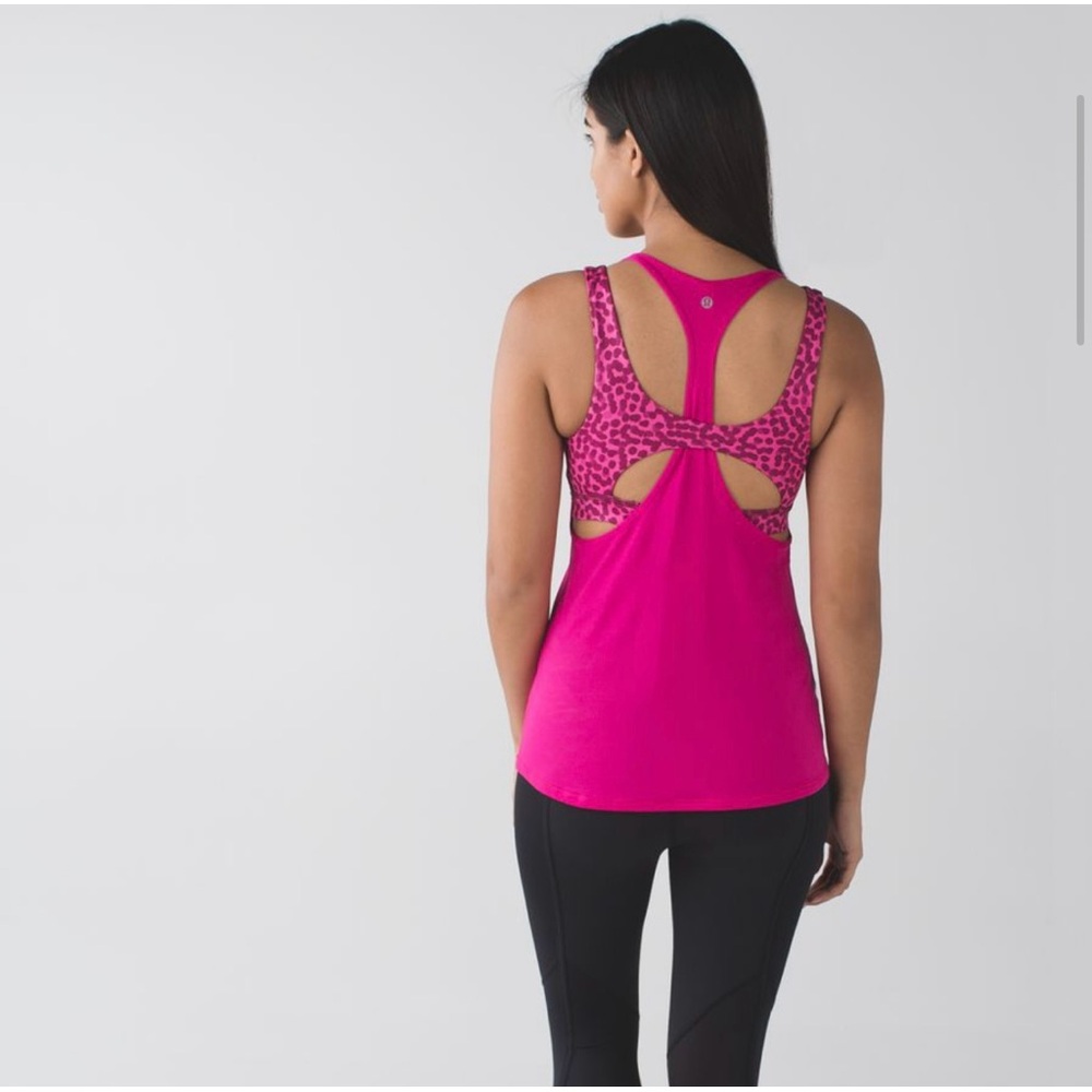 lululemon athletica Pink Leopard Back-Detail Tank Top